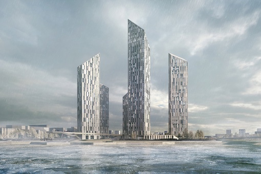 Расположенный на берегу Москвы-реки, проект BUILT BY ASSOCIATIVE DATA SLU (BAD) обращен к нынешнему коммерческому району Москвы, подчеркнутому высокими небоскребами и стремящемуся стать его двойником на другом берегу реки.